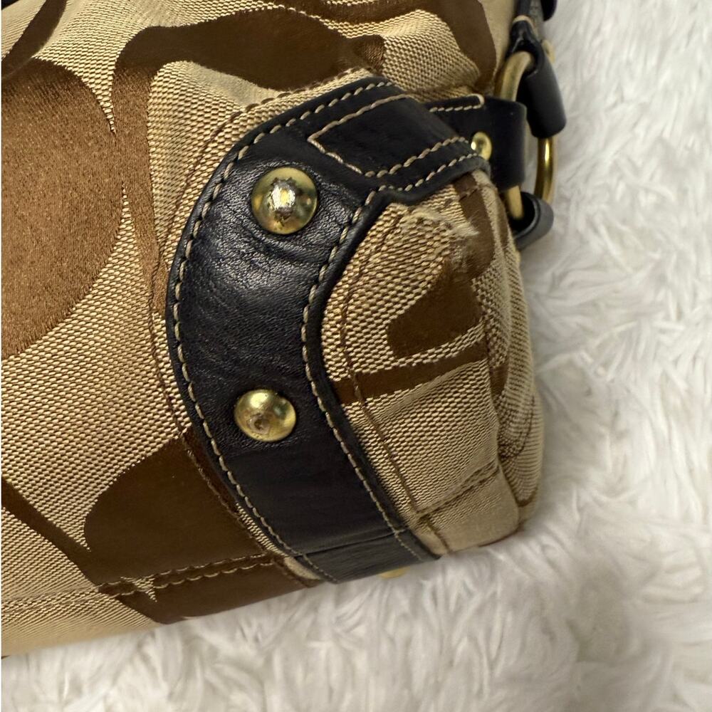 y2k COACH Black Brown Carly Large Hobo Signature Shoulder Bag Purse - Picture 7 of 16